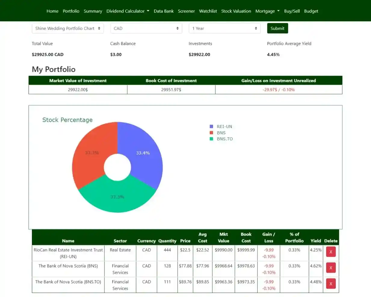 Dividend Calculator Web App — Canada
